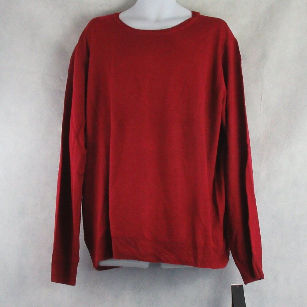 And Now This Men's Lightweight Solid Pullover Sweater, Dark Red, XXL